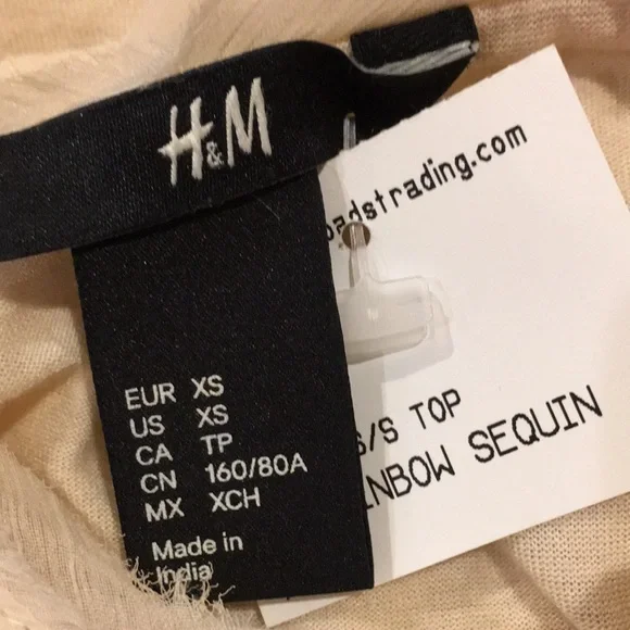 Gorgeous Rainbow Sequin Top Holiday Dazzler H&M Size XS NWT raw edge sleeves - Picture 5 of 16